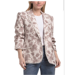 Women's cinq a sept Vivienne Boucle Ivory Brown Floral Blazer Size 8